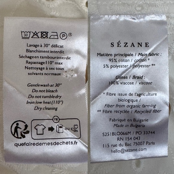 NWT Sézane Roni Embroidered Tank Top Blouse White Size: 36 (S, 4) - Picture 7 of 14